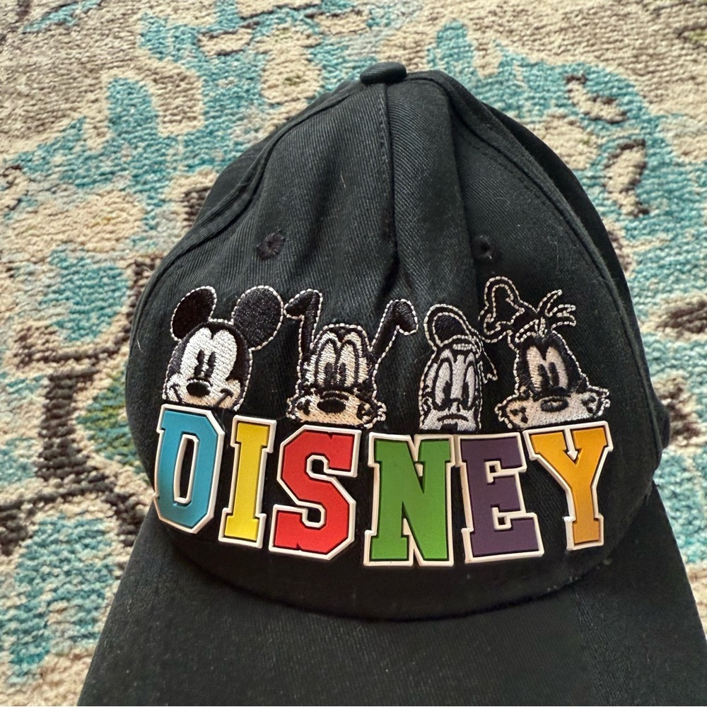 Disney Mickey Mouse Dad Hat Black Adjustable Baseball Cap Goofy Pluto Donald - Picture 3 of 7